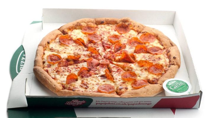 Papa John's pizzas paid for in bitcoin.