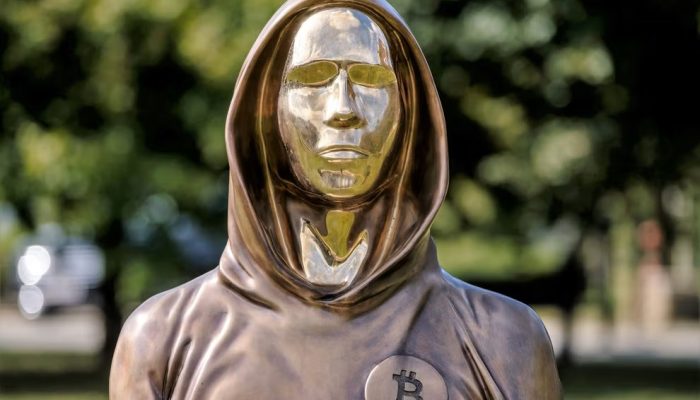 Statue of Satoshi Nakamoto in Budapest.